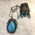 Paparazzi Jewelry Tropical Mirage Blue Necklace & Earrings Set-New