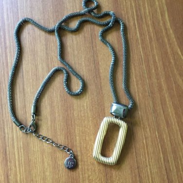 Vintage Signed LC Liz Claiborne Silvertone Pendant Necklace