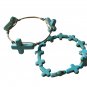 Faux Turquoise Blue Stone Crosses Bracelets-Lot Of 2