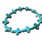 Faux Turquoise Blue Stone Crosses Bracelets-Lot Of 2