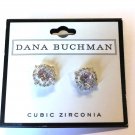 Dana Buchman Halo Cubic Zirconia Silvertone Stud Earrings 3/8"-New