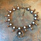 Southwestern Style Squash Blossom Coppertone & White Bead Statement Necklace Southwestern Style Squash Blossom Coppertone & White Bead Statement Necklace