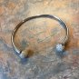 Fossil Silvertone Pave Disco Ball Open Bangle Cuff Bracelet