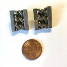 Vintage Metal Modernist Brutalist Rectangular Clip-On Earrings
