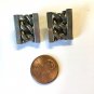 Vintage Metal Modernist Brutalist Rectangular Clip-On Earrings