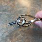 Silvertone Hinged Bangle Bracelet With Rhinestone Accent
