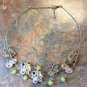 Blue/Yellow Caboshon And Beaded Wire Statement Necklace