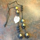 Vintage Silvertone Filigree Beaded Lariat Necklace-NWT