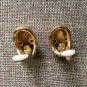Vintage Goldtone Chunky Half Loop Clip-On Earrings With Rhinestone Accent