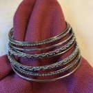 Silvertone Plain And Textured Metal Bangle Bracelet Lot of 10