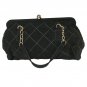 VERA BRADLEY Black Quilted Microfiber Handbag/Purse ,Silver Chain Handle