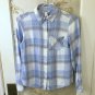White House Black Market Button Up Shirt Women's Blue White Plaid Long Sleeve-2
