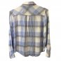 White House Black Market Button Up Shirt Women's Blue White Plaid Long Sleeve-2