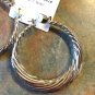 Tell Your Tale Silvertone Large Hoop Twist Earrings-NWT