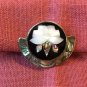 Vintage Abalone Shell Pendant Brooch Pin Signed ALPACA MEXICO- Lotus Flower