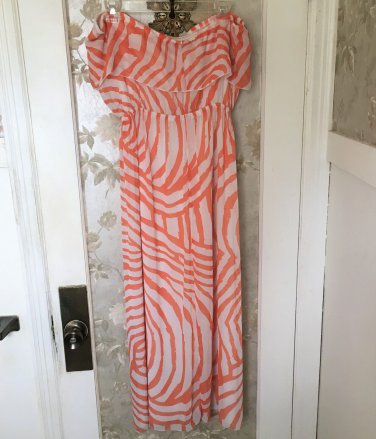 Vintage Monte by D.P. Altomonte Orange Stripe Strapless Midi Dress-Small