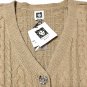 Anne Klein Cable Knit Cardigan Beige Sweater With Rhinestone Buttons-Size 1X,NWT