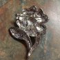 Vintage Silvertone Rhinestone Flower Brooch Pin