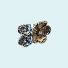 Silvertone 3 Flower Cluster Cocktail Ring-Size 8