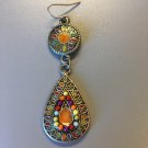 Vintage Western Boho Teardrop Multi-color Dangle Pierced Earrings