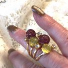 Four Band Goldtone Rhinestone Statement Cocktail Ring-Size 6 1/4