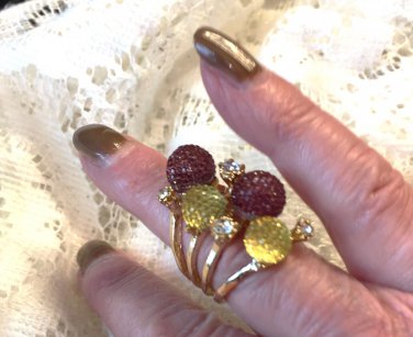 Four Band Goldtone Rhinestone Statement Cocktail Ring-Size 6 1/4