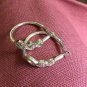 Silvertone Three Heart Rhinestone Hoop Earrings
