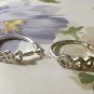 Silvertone Three Heart Rhinestone Hoop Earrings