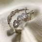 Silvertone Three Heart Rhinestone Hoop Earrings