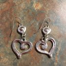 Silvertone Heart Shaped Dangle Pierced Earrings