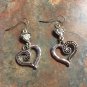 Silvertone Heart Shaped Dangle Pierced Earrings