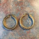 Goldtone Twist And Solid Double Hoop Pierced Earrings