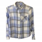 White House Black Market Women's Blue /White Plaid Long Sleeve Shirt-Size 2