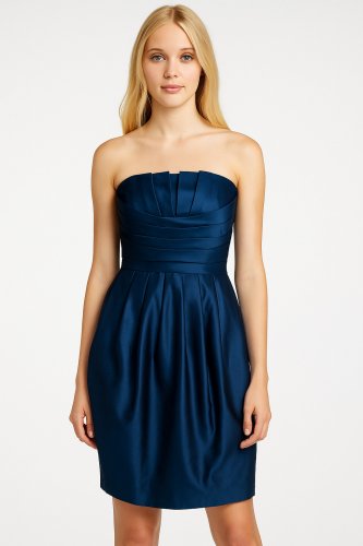 Forever 21 Dark Blue Strapless Short Taffeta Party Dress,Size L