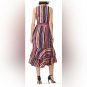 Great Jones Vibrant Orchid Wrap Dress with colorful stripes in women's size M