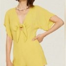 Louna Mustard Yellow Romper Women’s Short Sleeve V-Neck - Size L