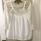 Love Sam White Crocheted Bell Sleeve Off-shoulder Top Size XS