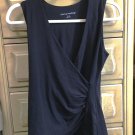 Soft Surroundings Womens Black Wrap V Neck Ruched Jersey Top-Size XS