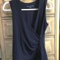 Soft Surroundings Womens Black Wrap V Neck Ruched Jersey Top-Size XS