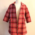 BURBERRY NOVA CHECK Wool COAT Girls sz 2 3 Red Vintage look MUST SEE! RARE kdis