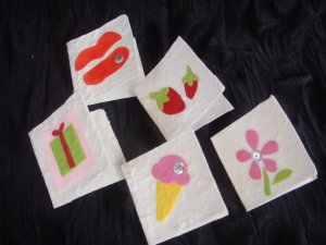 mulberry paper handmade cards 5 pcs
