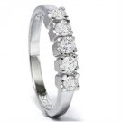 LADIES RING 0.25CT ROUND REAL DIAMOND 5 STONE WOMENS WEDDING BAND 14K WHITE GOLD