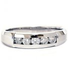 REAL MENS 0.50CT DIAMOND CHANNEL SET VINTAGE WEDDING RING BAND 14K WHITE GOLD
