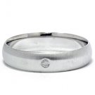 MENS 14KT NATURAL ROUND DIAMOND SOLITAIRE RING BRUSH FINISH BAND 14K WHITE GOLD