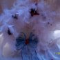 Wreath - white feather - red & navy accents