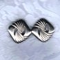 PRICES SLASHED-TRIFARI DESIGNER SIGNED SILVERTONE OPEN TWIST VINTAGE EARRINGS