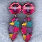 PRICES SLASHED-UNSIGNED BEAUTY VINTAGE PLASTIC MULTICOLOR EARRINGS