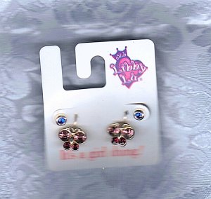 PRICES SLASHED-LIBBY LU VINTAGE GIRLS RHINESTONE BUTTERFLY AND STUD STONE EARRINGS