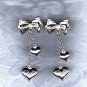 PRICES SLASHED-VINTAGE HEART & BOW THEME STUD EARRINGS