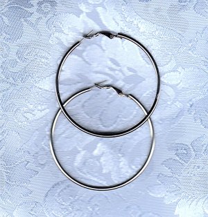 PRICES SLASHED-VINTAGE LARGE HOOP SILVERTONE POST EARRINGS